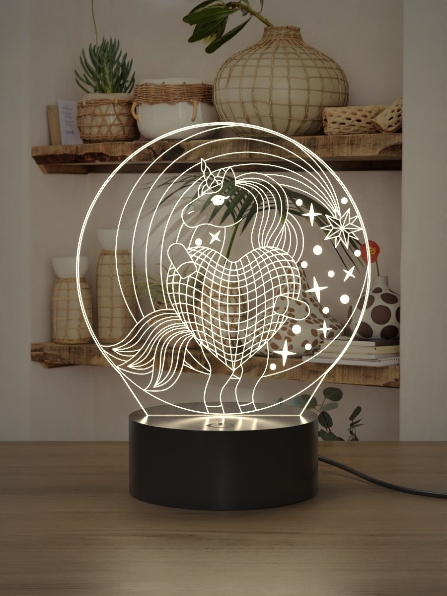 

Ночник Light Insidе Единорог с сердцем 3D