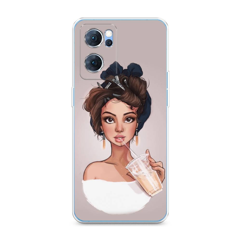 

Чехол для Oppo Reno 7 5G "Девушка с фраппе", Серый, 258150-6