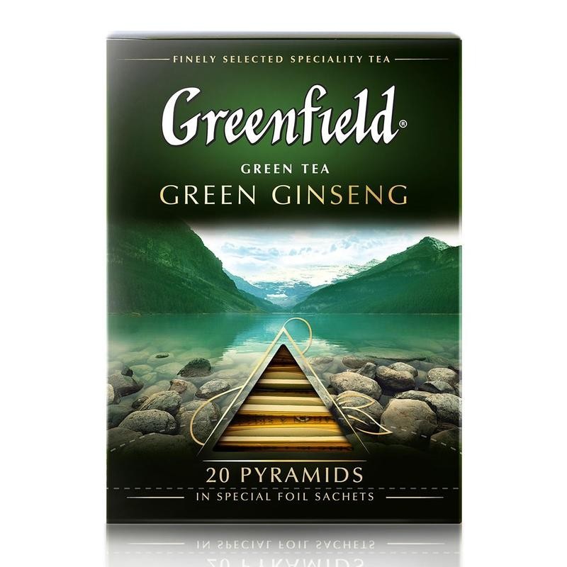 фото Чай зеленый в пирамидках greenfield green ginseng 20 пакетиков