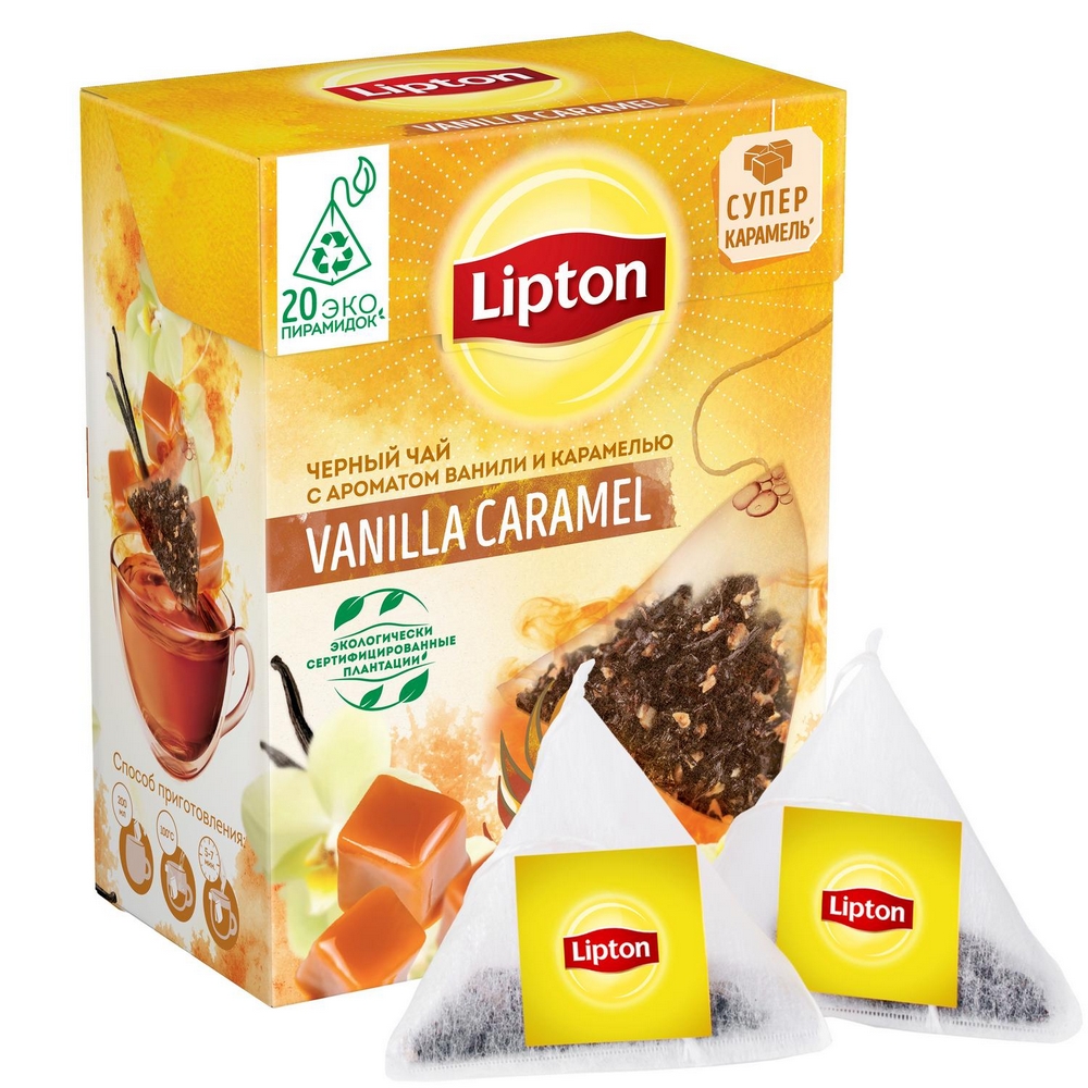 фото Чай черный lipton vanilla caramel 20 пакетиков