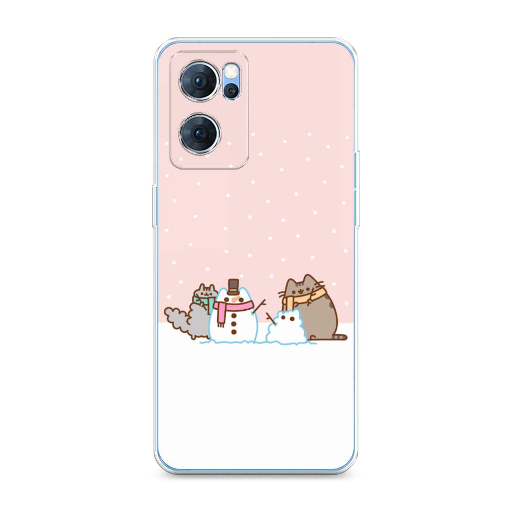 

Чехол для Oppo Reno 7 5G "Котики в снегу", Розовый;белый;серый, 258150-5