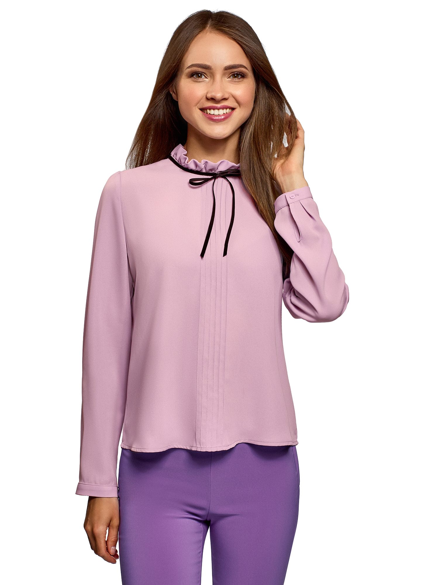

Блуза женская oodji 11411091-2 фиолетовая 42 EU, 11411091-2