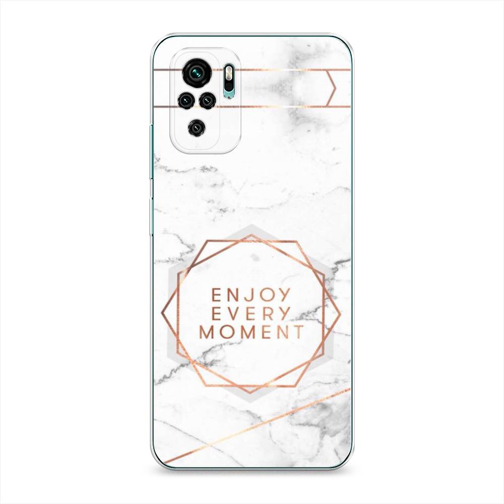 фото Силиконовый чехол "enjoy every moment мрамор" на xiaomi redmi note 10 awog