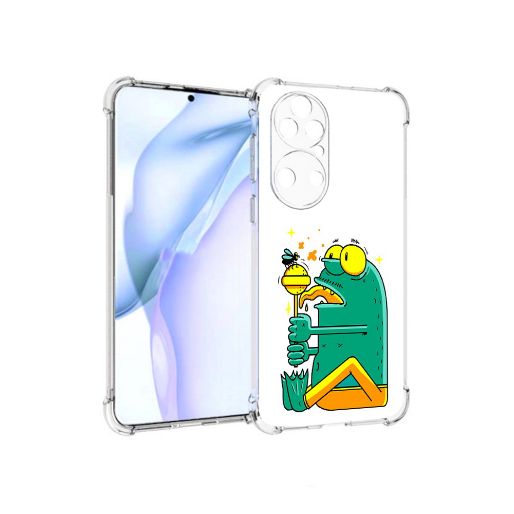 

Чехол MyPads Tocco для Huawei P50 Зеленая лягушка с чупа чупсом, Прозрачный, Tocco
