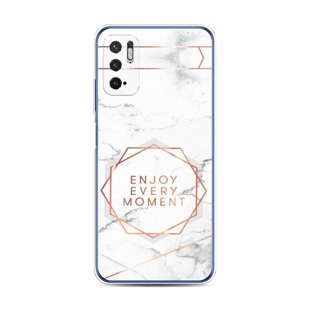 фото Силиконовый чехол "enjoy every moment мрамор" на xiaomi redmi note 10 5g awog