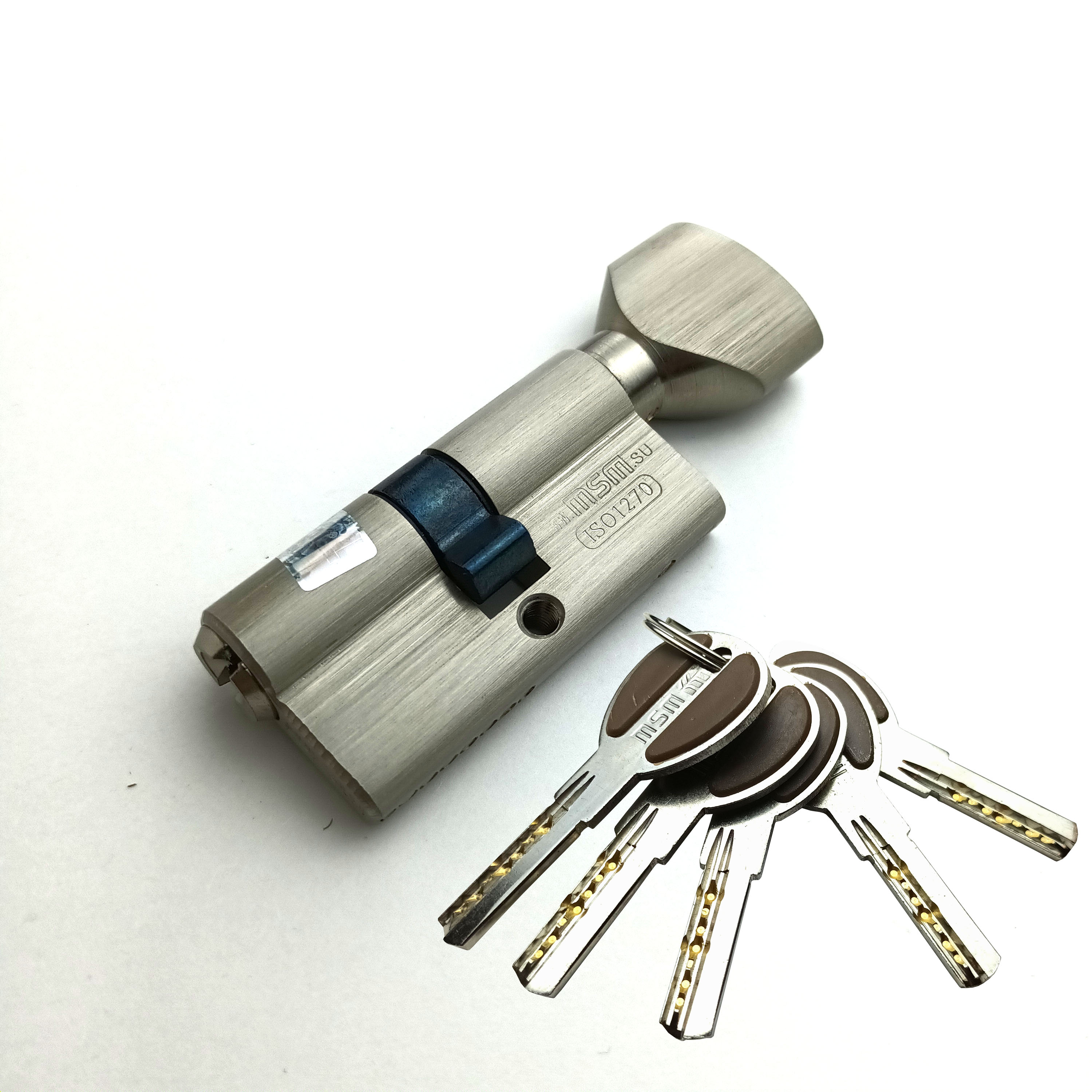 Цилиндровый механизм (Личинка замка) MSM 60 мм (30-30) ключ-вертушка, матовый никель
