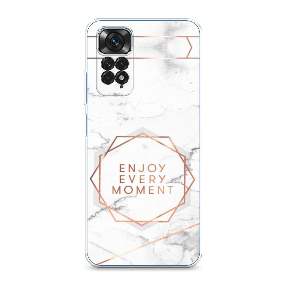 фото Силиконовый чехол "enjoy every moment мрамор" на xiaomi redmi note 11 4g global awog