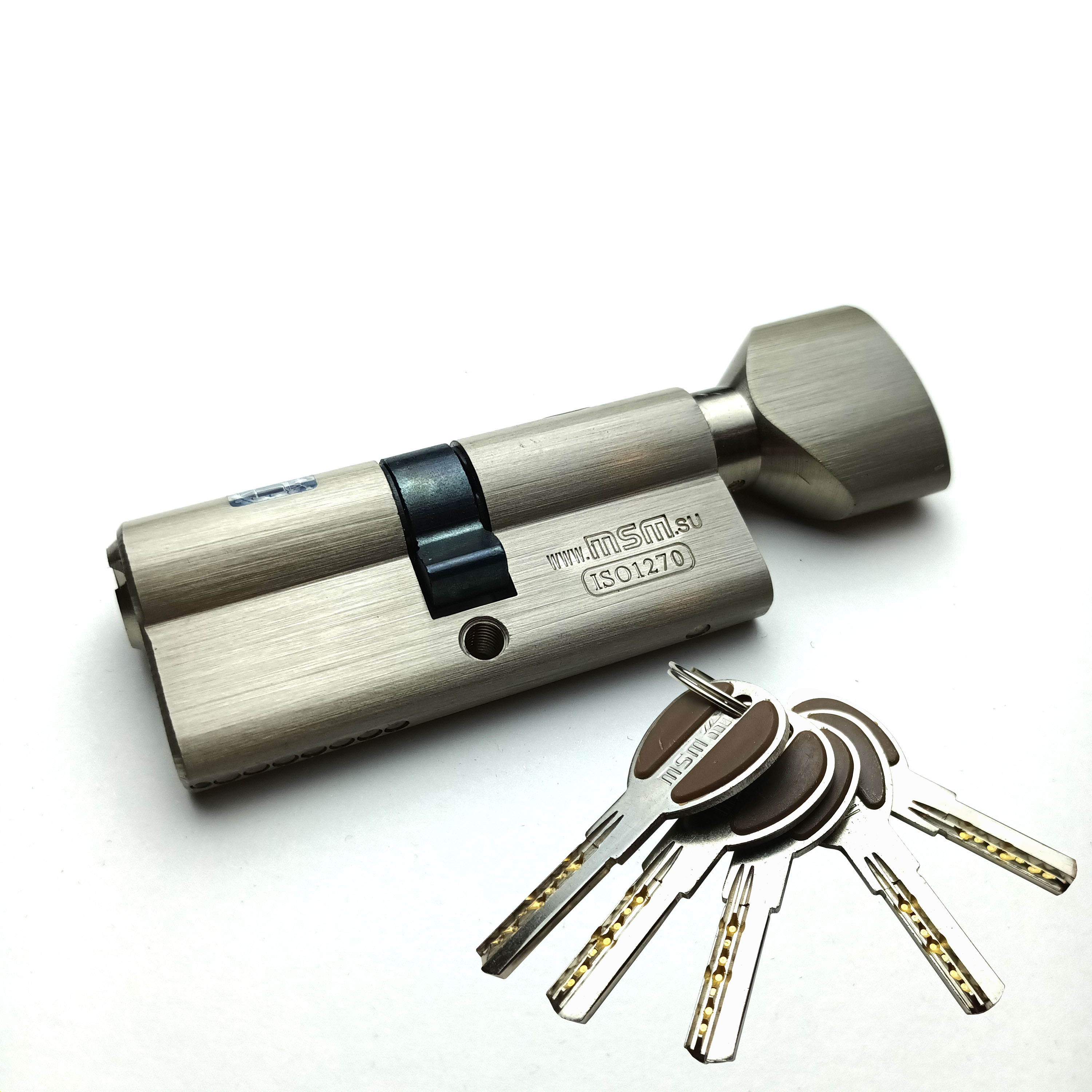 Цилиндровый механизм (Личинка замка) MSM 70 мм (35-35) ключ-вертушка, матовый никель
