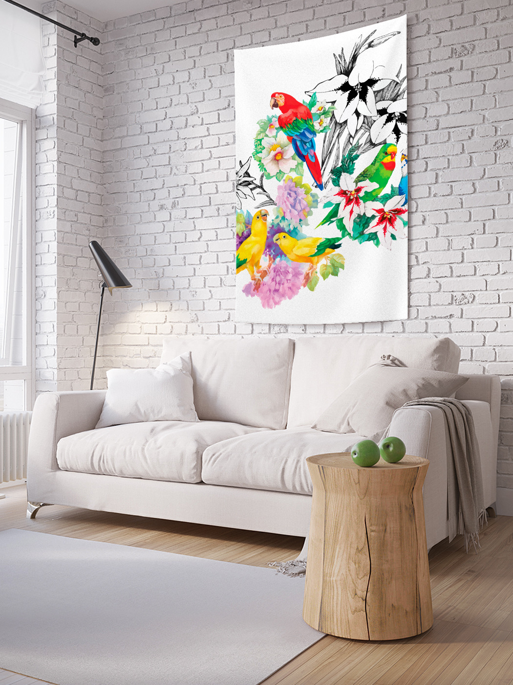 

Вертикальное фотопанно на стену JoyArty Цветные попугаи 150x200 см, Цветные попугаи