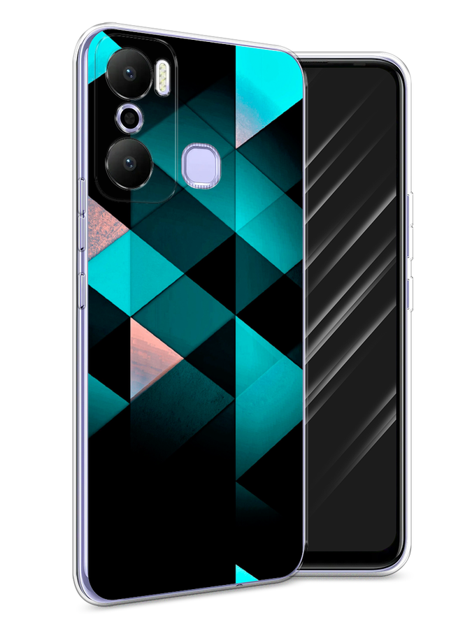 

Чехол Awog на Infinix Hot 20 Play "Геометрия 16", Голубой;черный, 3103550-3