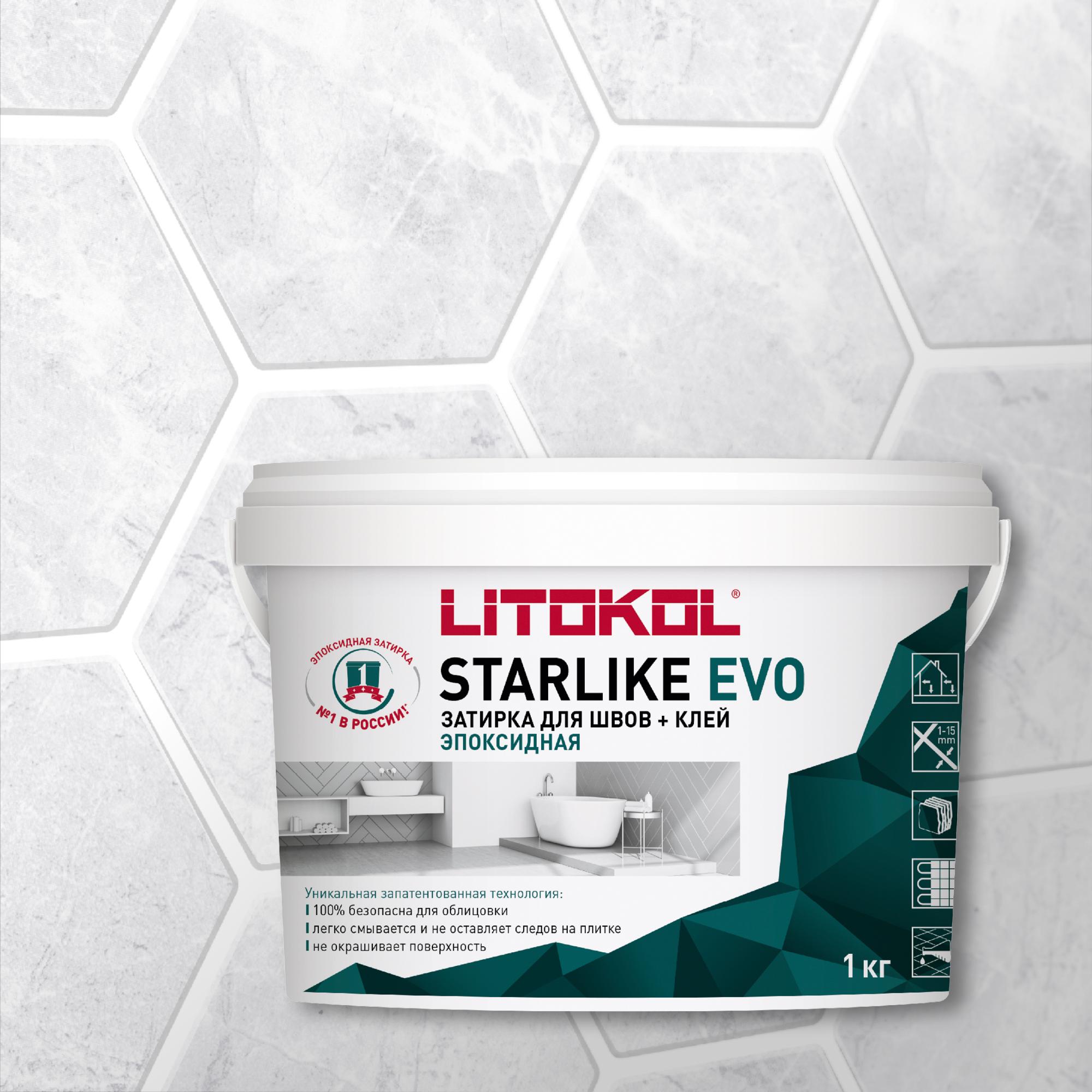 

Затирка LITOKOL STARLIKE EVO S.100 BIANCO ASSOLUTO, 1 кг, Белый, LITOKOL-1