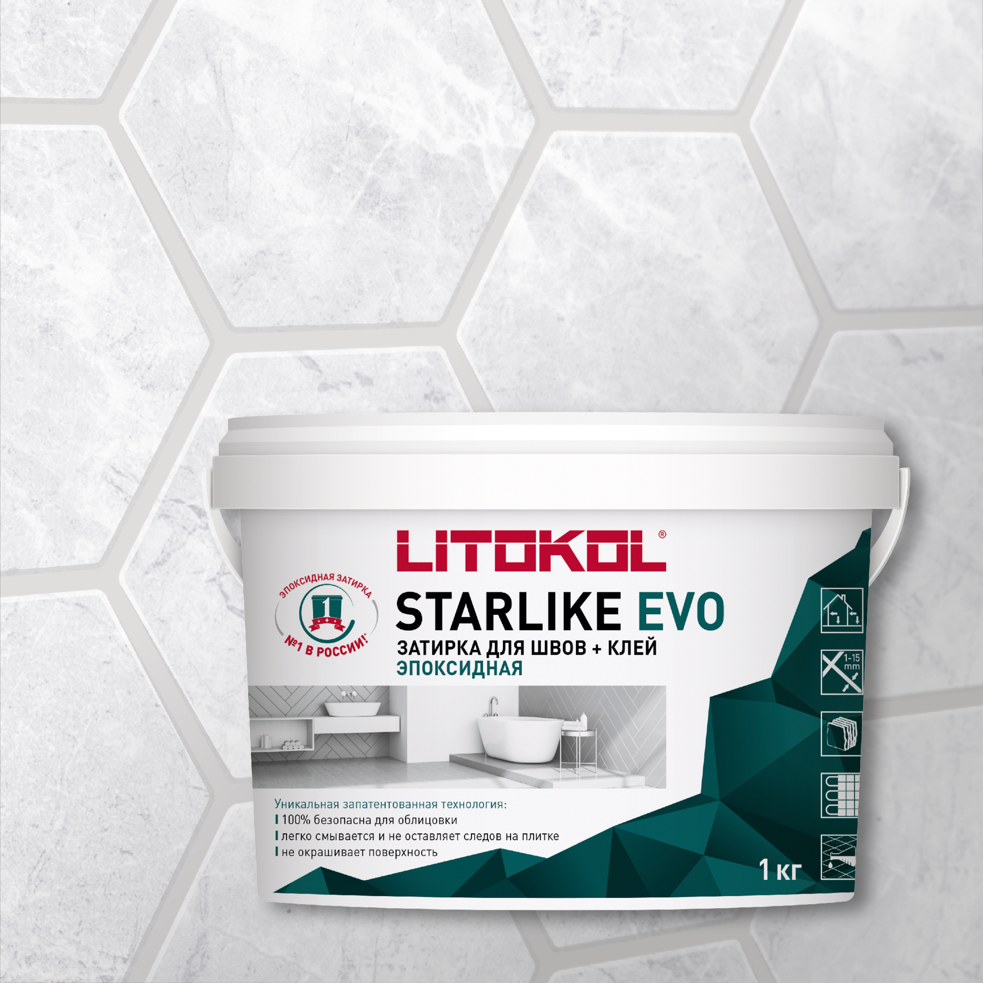 

Затирка LITOKOL STARLIKE EVO S.102 BIANCO GHIACCIO, 1 кг, Белый, LITOKOL-1