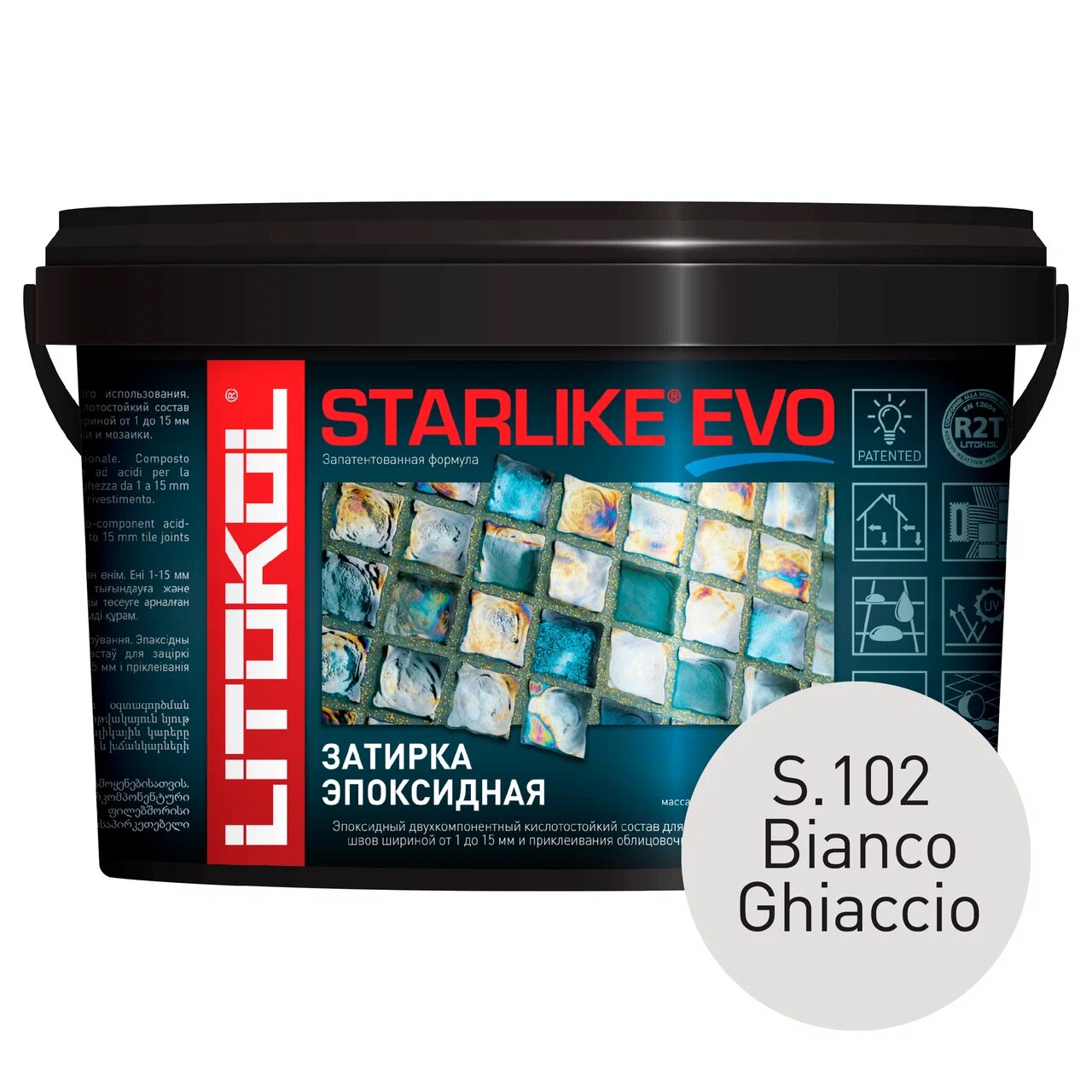 Затирка LITOKOL STARLIKE EVO S.102 BIANCO GHIACCIO, 1 кг шпатель курс 06884 резиновый белый 60 мм