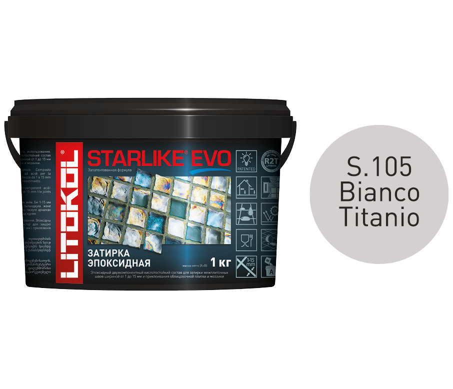 фото Затирка litokol starlike evo s.105 bianco titanio, 1 кг