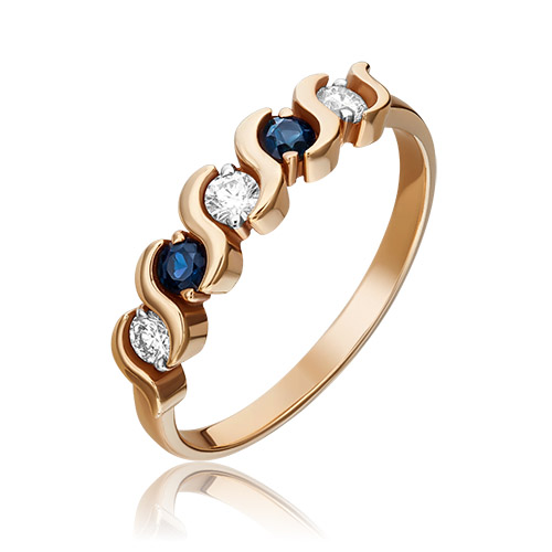 

Кольцо из золота р. 17,5 PLATINA jewelry 01-0391-00-105-1110-30, сапфир\бриллиант, 01-0391-00-105-1110-30