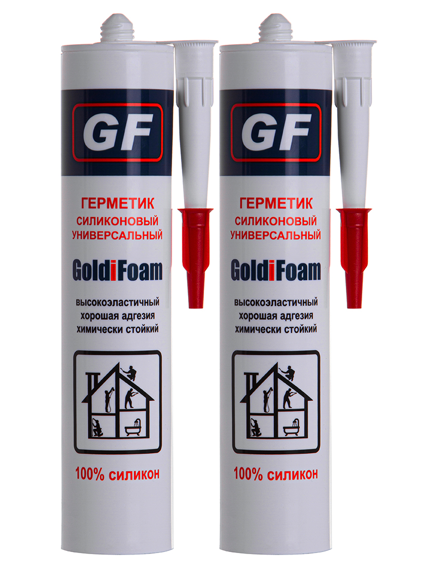 Герметик GoldiFoam силиконовый универсальный белый 310 гр., 2 шт. герметик универсальный силиконовый henkel