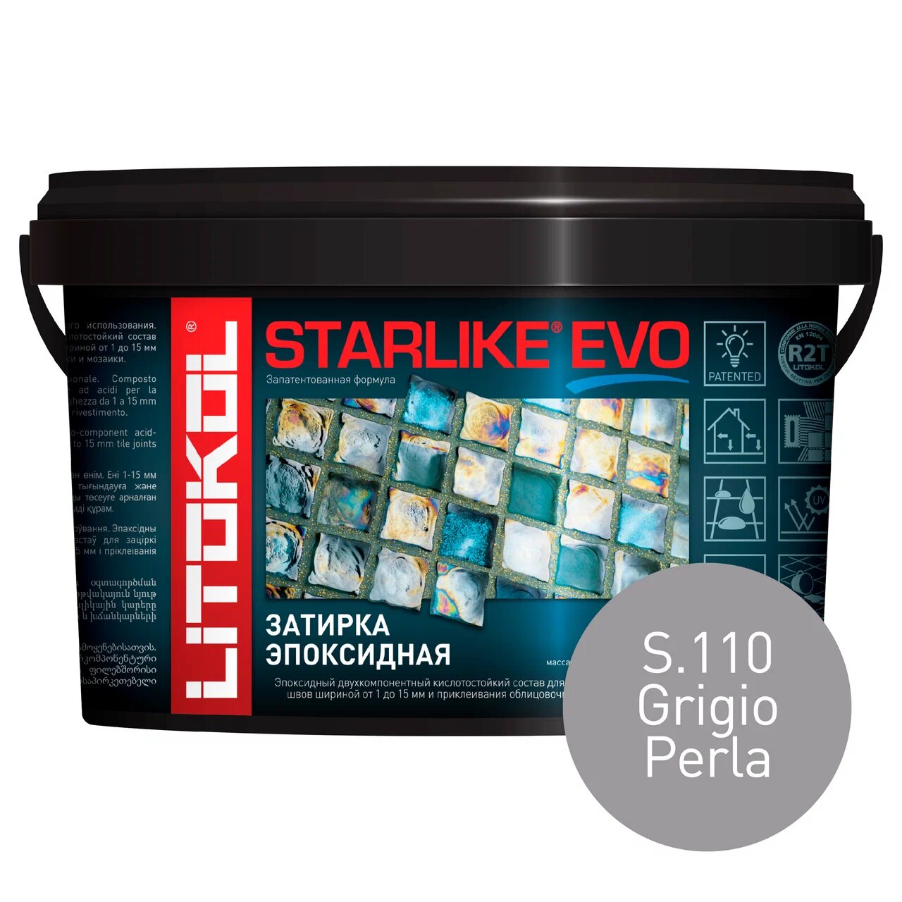 Затирка LITOKOL STARLIKE EVO S.110 GRIGIO PERLA, 1 кг затирка litokol starlike defender evo s 110 grigio perla 1 кг