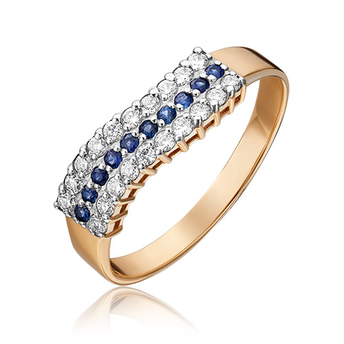 

Кольцо из красного золота р. 17 PLATINA jewelry 01-1482-00-105-1110-30, бриллиант/сапфир, 01-1482-00-105-1110-30