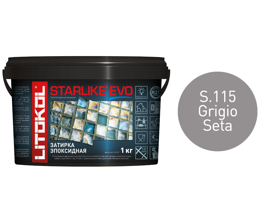 фото Затирка litokol starlike evo s.115 grigio seta, 1 кг