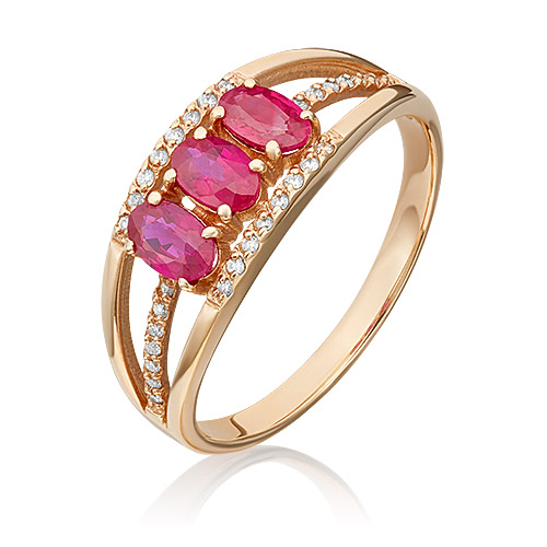 

Кольцо из красного золота р.  PLATINA jewelry 01-1305-00-107-1110-30, рубин/бриллиант, 01-1305-00-107-1110-30