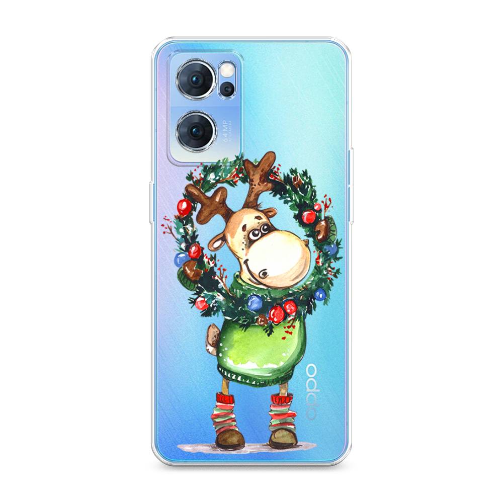 

Чехол для Oppo Reno 7 5G "Олень с новогодним венком", 258150-4