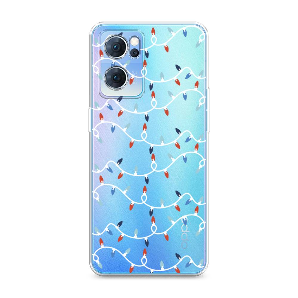 

Чехол для Oppo Reno 7 5G "Разноцветная гирлянда", Белый;красный;синий, 258150-5