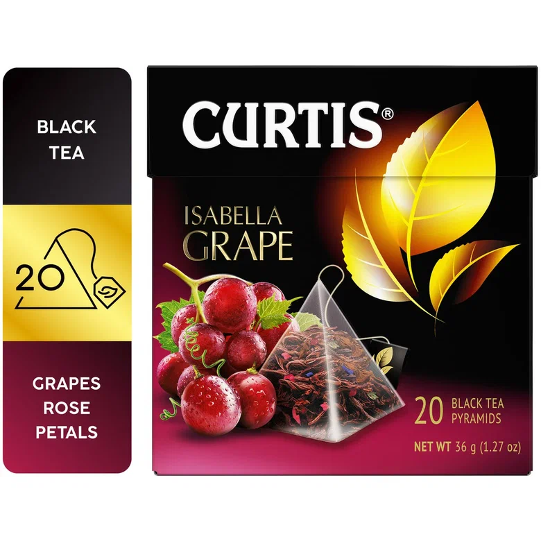 фото Чай curtis isabella grape черный с добавками 20 пирамидок