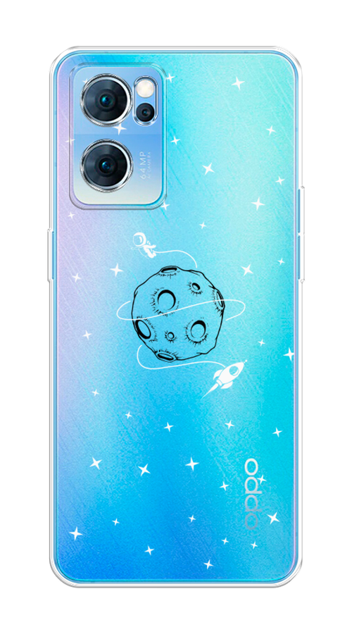 

Чехол на Oppo Reno 7 5G "Полет вокруг луны", Белый;серый;черный, 258150-2