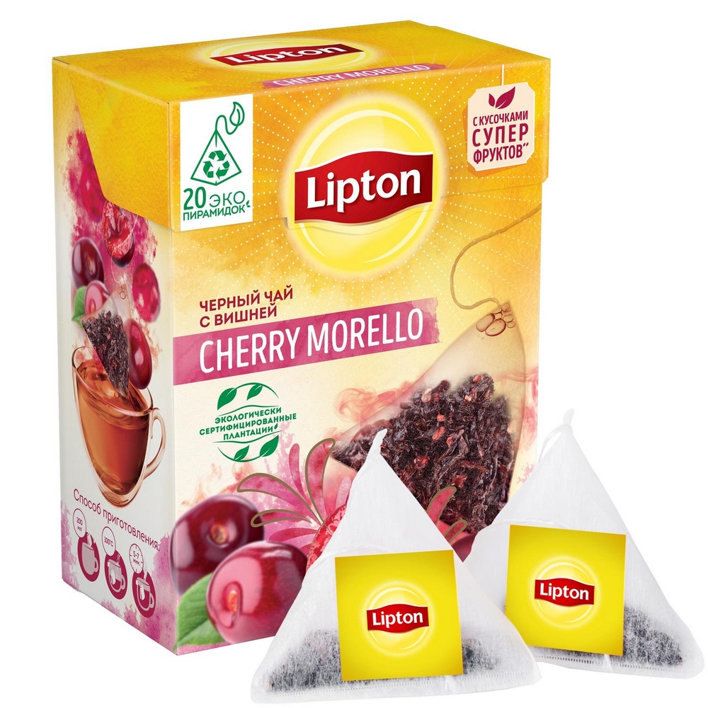 фото Чай черный lipton cherry morello 20 пакетиков