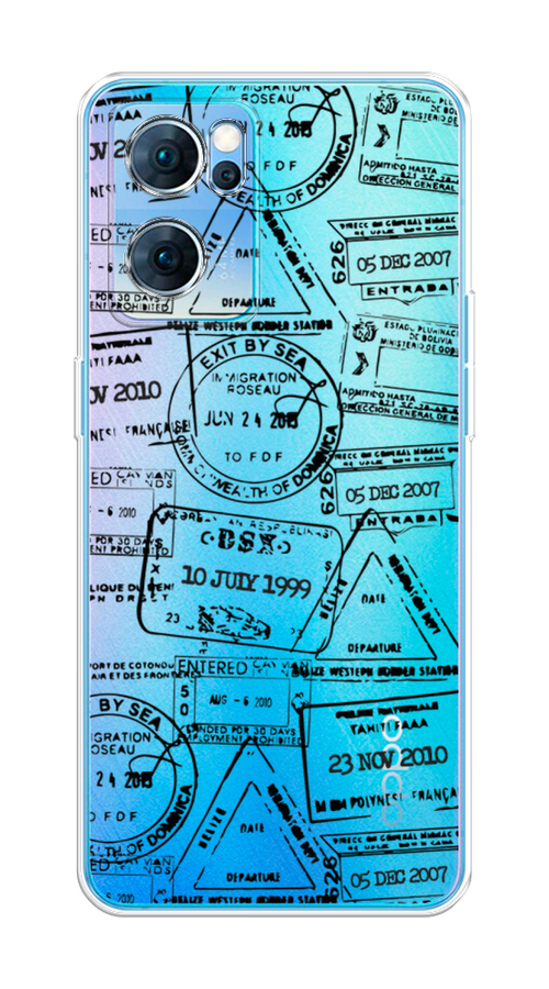 

Чехол на Oppo Reno 7 5G "Visa stamps 2", Белый;черный;серый, 258150-2