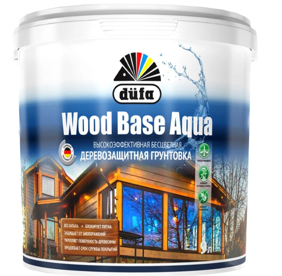 Грунт для защиты древесины Dufa Wood Base Aqua бесцветная 0,9 л. смесь для защиты арматуры и грунтования бетона гидроцем