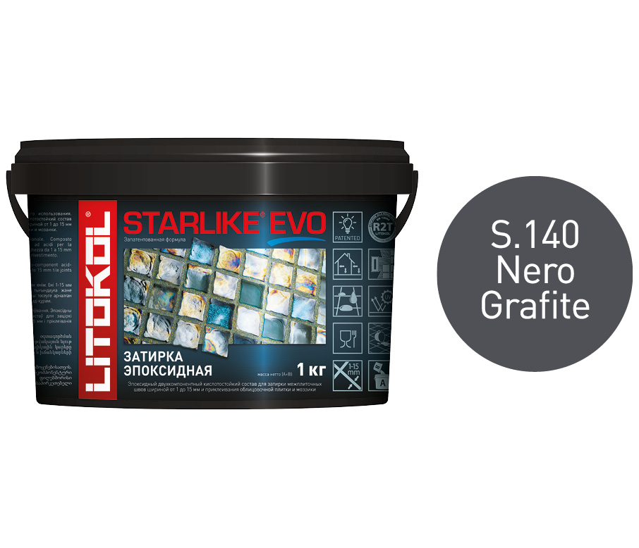фото Эпоксидная затирка litokol starlike evo s.140 nero grafite, 1 кг