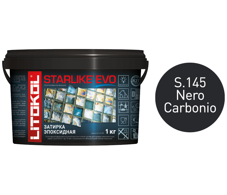 фото Эпоксидная затирка litokol starlike evo s.145 nero carbonio, 1 кг