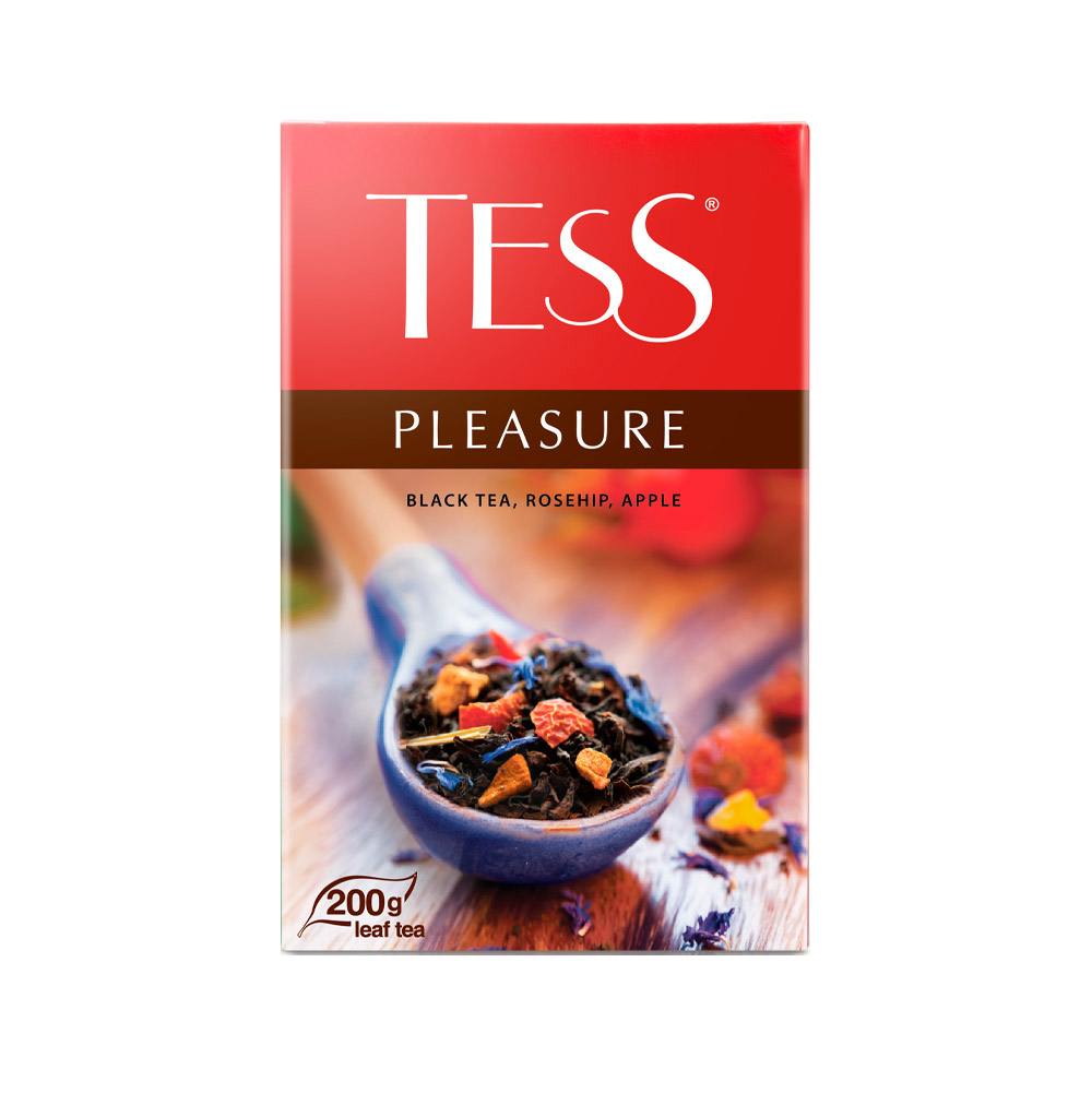 фото Чай черный tess pleasure с шиповником и яблоком 200 г