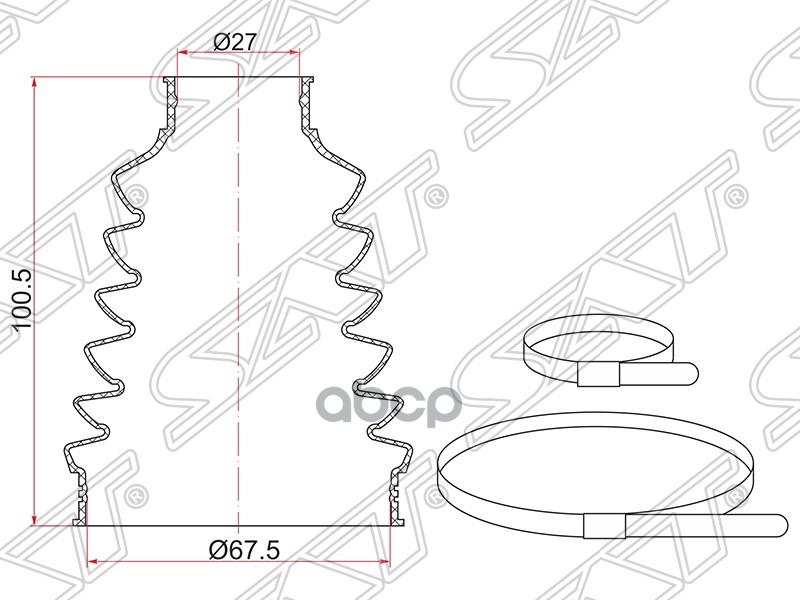 фото Пыльник шруса внутренний fr vw golf (2 хомута. термопластик) sat арт. tc021