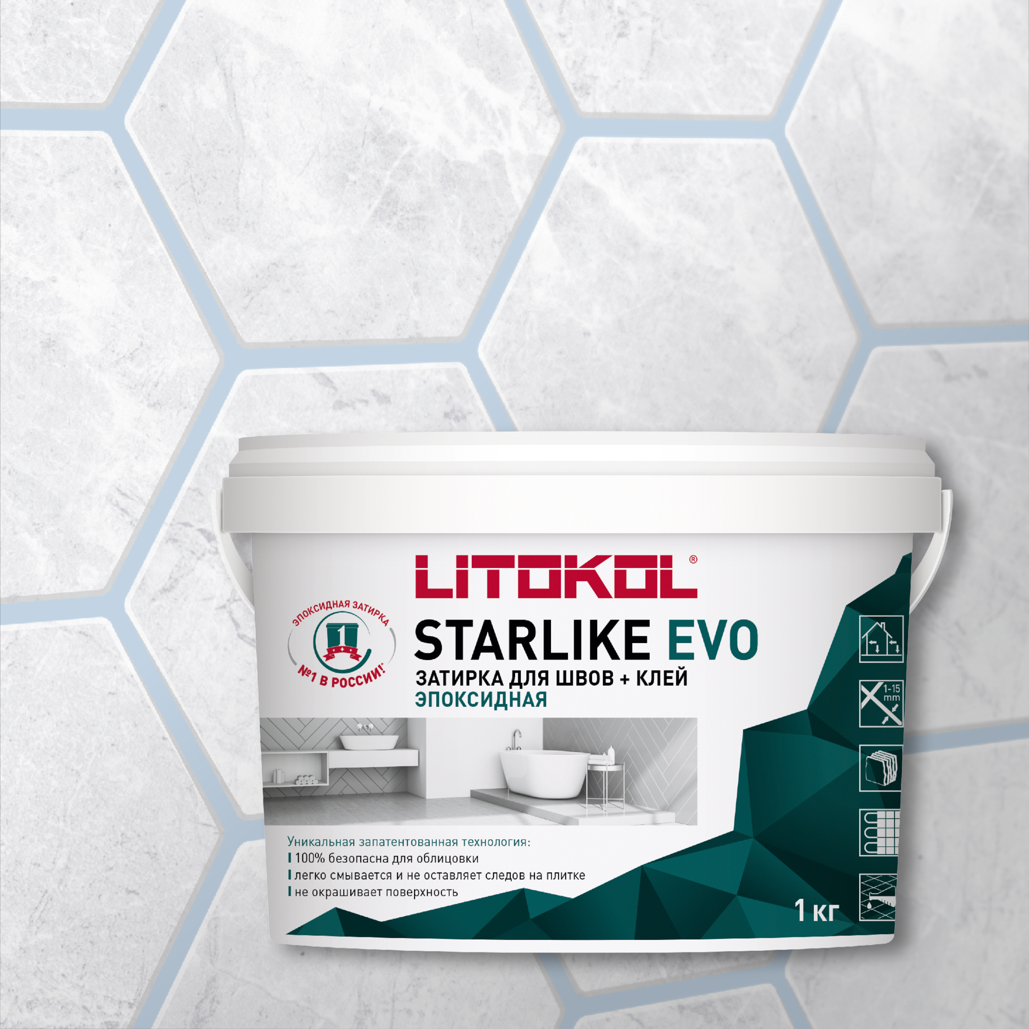 

Затирка LITOKOL STARLIKE EVO S.300 AZZURRO PASTELLO, 1 кг, Голубой, LITOKOL-1