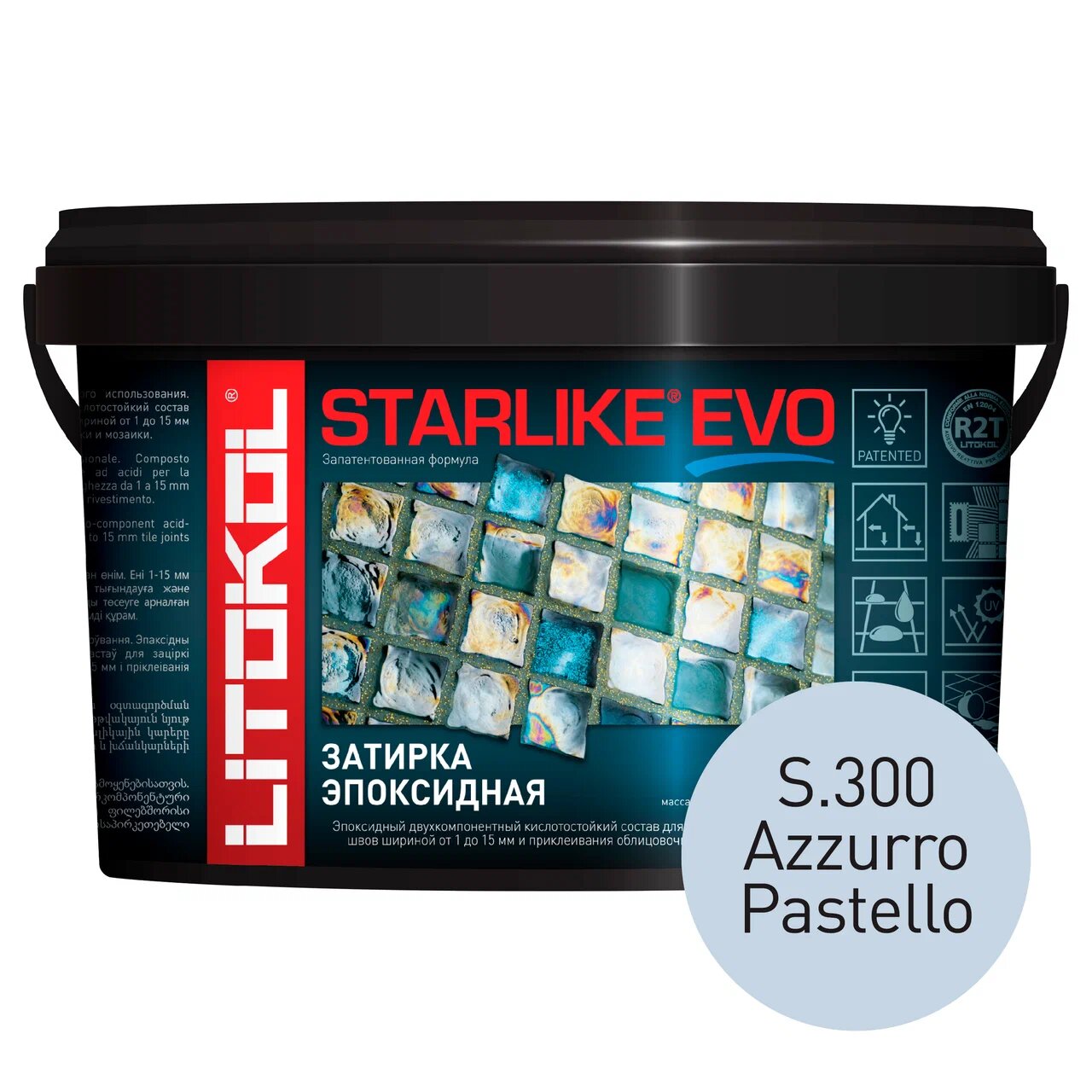 Затирка LITOKOL STARLIKE EVO S.300 AZZURRO PASTELLO, 1 кг затирка litokol starlike defender evo s 300 azzurro pastello 1 кг