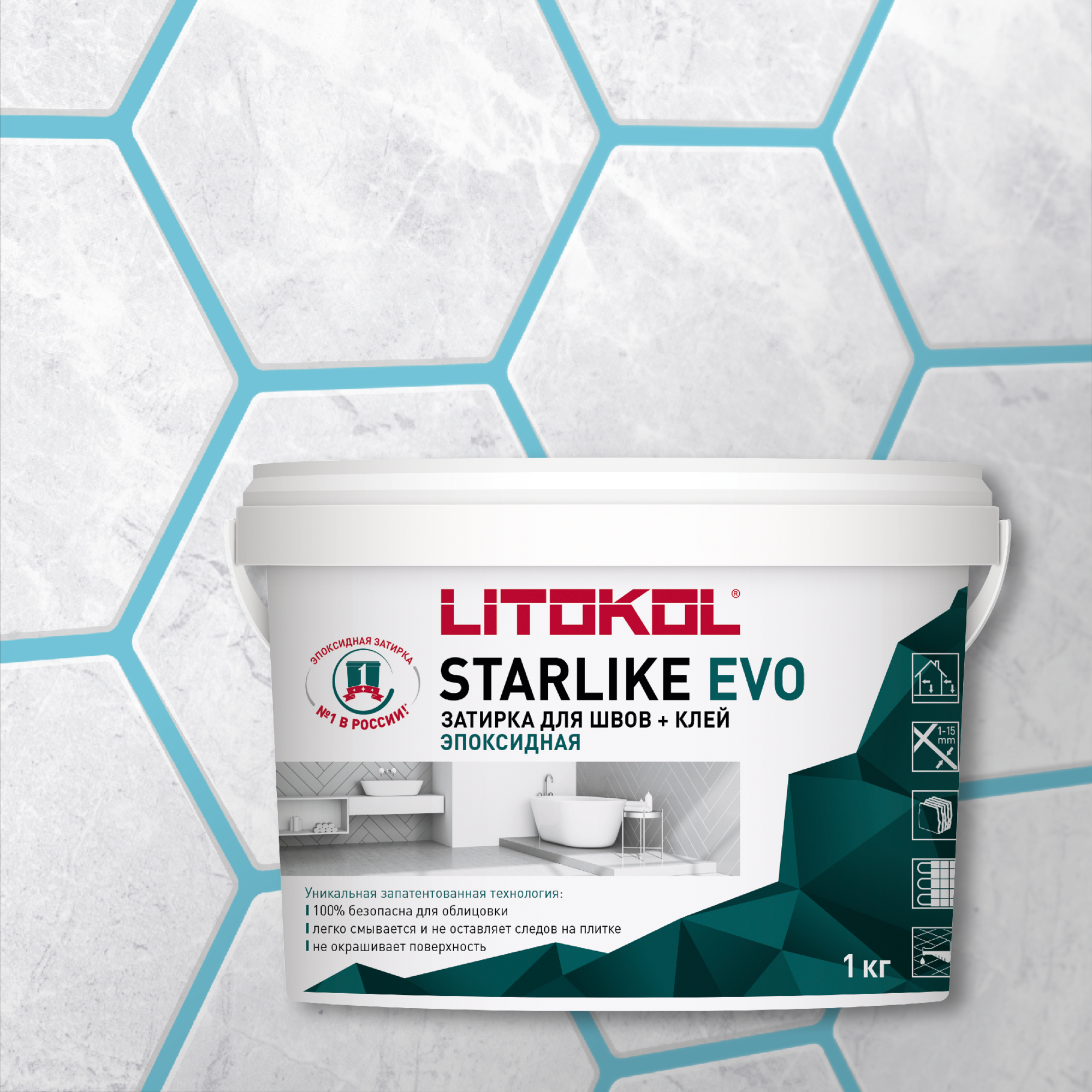 

Затирка LITOKOL STARLIKE EVO S.320 AZZURRO CARAIBI, 1 кг, Голубой, LITOKOL-1