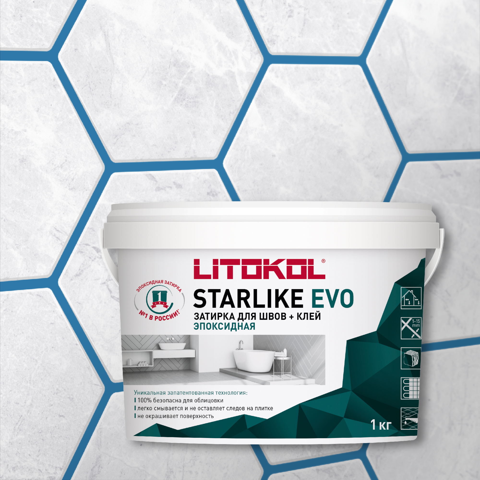 

Затирка LITOKOL STARLIKE EVO S.340 BLU DENIM, 1 кг, Синий, LITOKOL-1