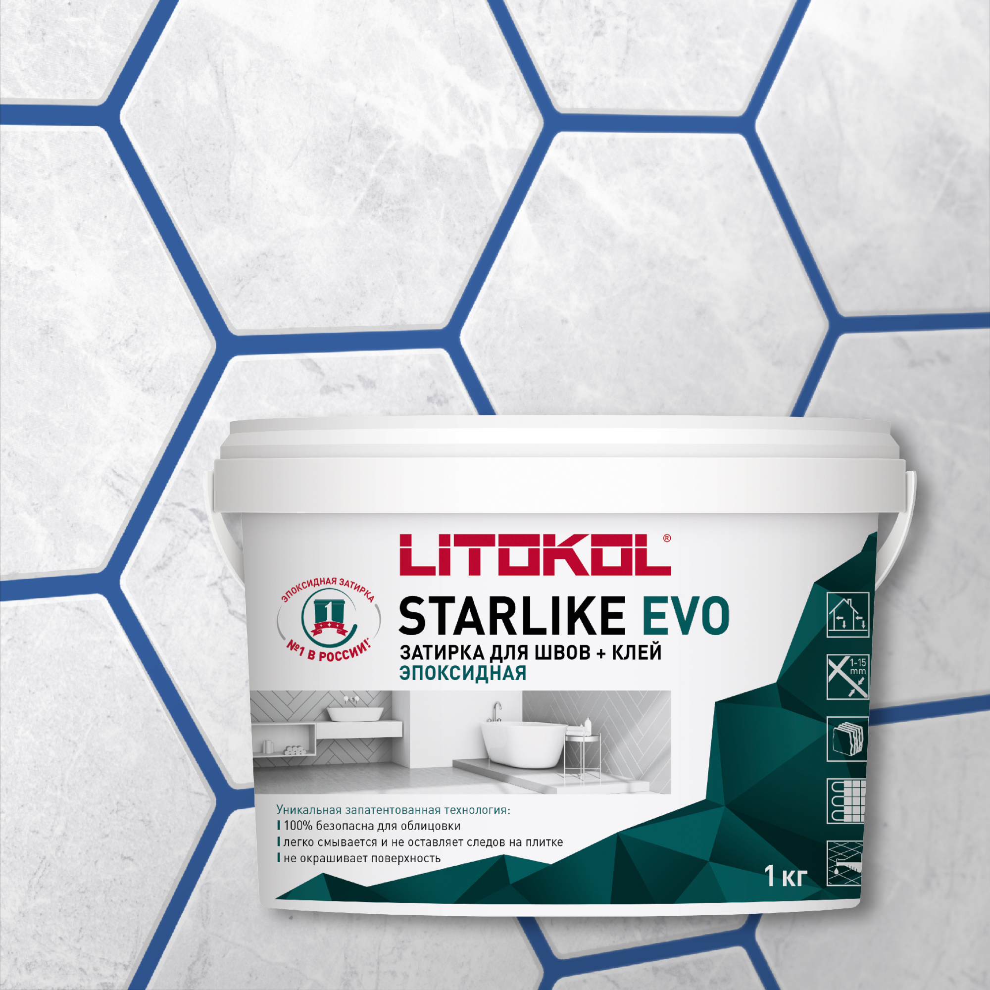 

Затирка LITOKOL STARLIKE EVO S.350 BLU ZAFFIRO, 1 кг, Синий, LITOKOL-1