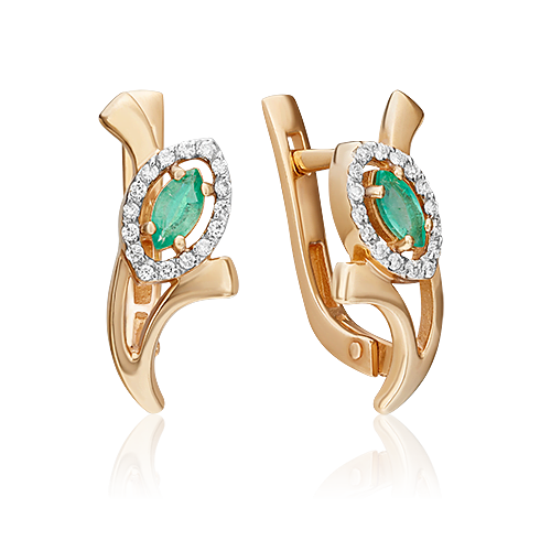 

Серьги из красного золота с бриллиантом/изумрудом PLATINA jewelry 02-0085-00-106-1110-30, 02-0085-00-106-1110-30