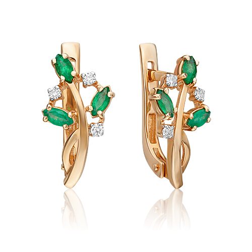 

Серьги из красного золота с бриллиантом/изумрудом PLATINA jewelry 02-0383-00-106-1110-30, 02-0383-00-106-1110-30