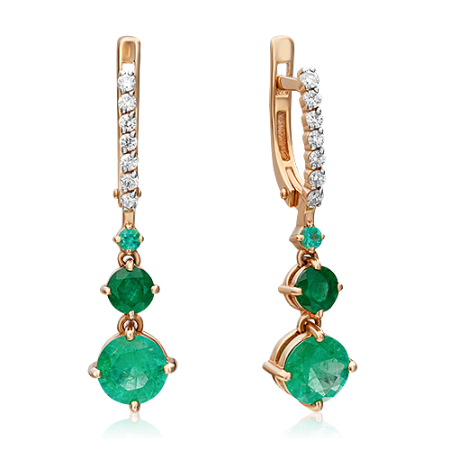 

Серьги из красного золота с бриллиантом/изумрудом PLATINA jewelry 02-0687-00-106-1110-30, 02-0687-00-106-1110-30