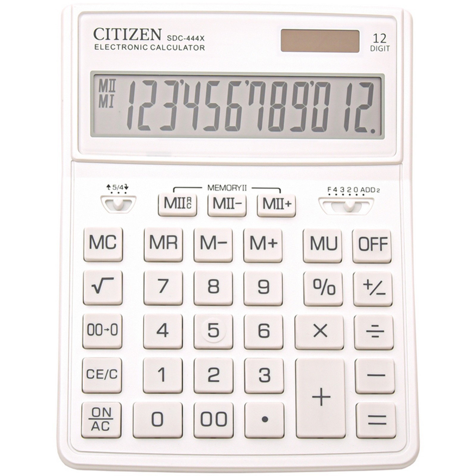 Калькулятор бухгалтерский Citizen SDC-444XRWHE белый 12-разр.