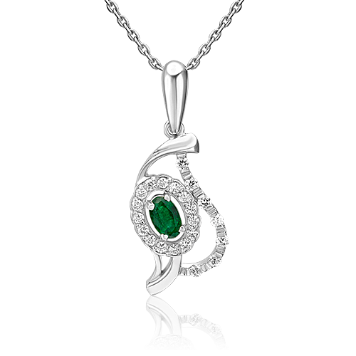 

Кулон из белого золота PLATINA jewelry 03-0037-00-106-1120-30, изумруд/бриллиант, 03-0037-00-106-1120-30