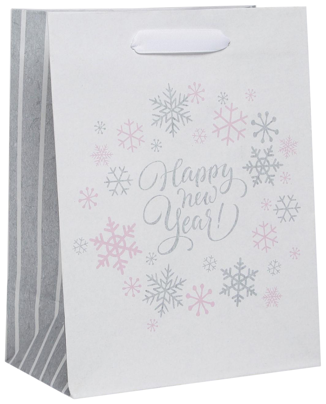 

Пакет крафтовый вертикальный Happy new year!, MS 18 х 23 х 10 см, Белый