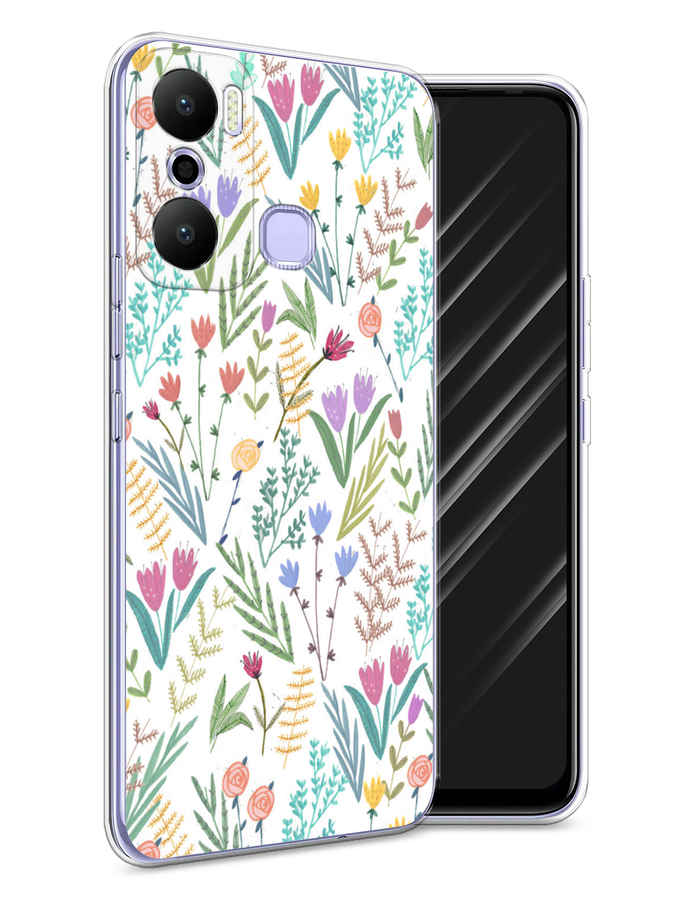 

Чехол Awog на Infinix Hot 20 Play "Полевые цветы рисунок", Белый;зеленый, 3103550-8