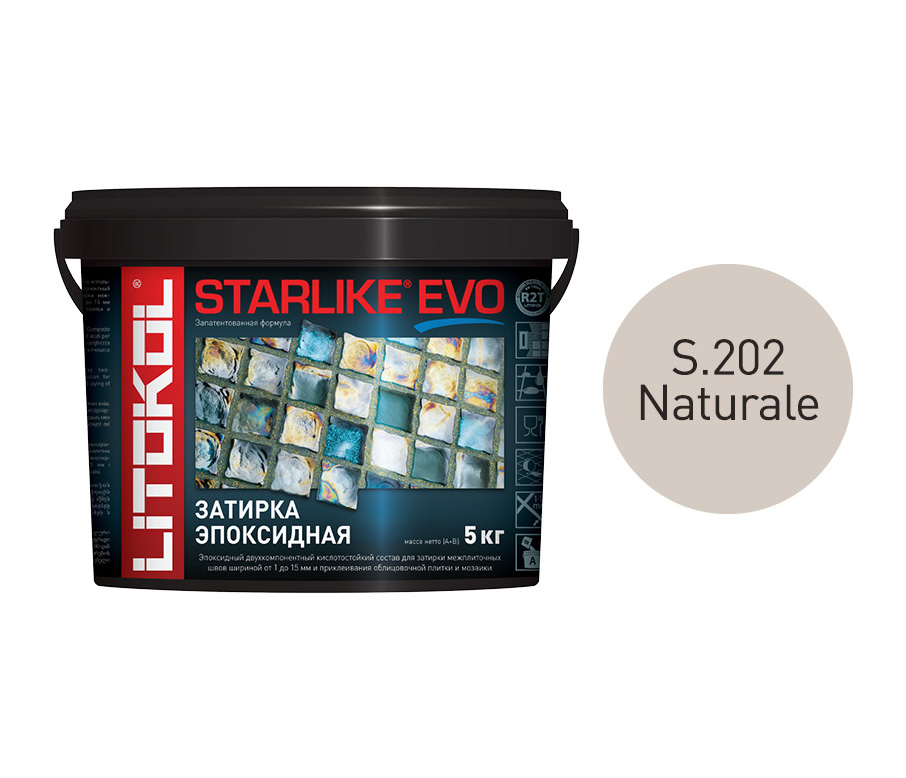 фото Эпоксидная затирка litokol starlike evo s.202 naturale, 5 кг