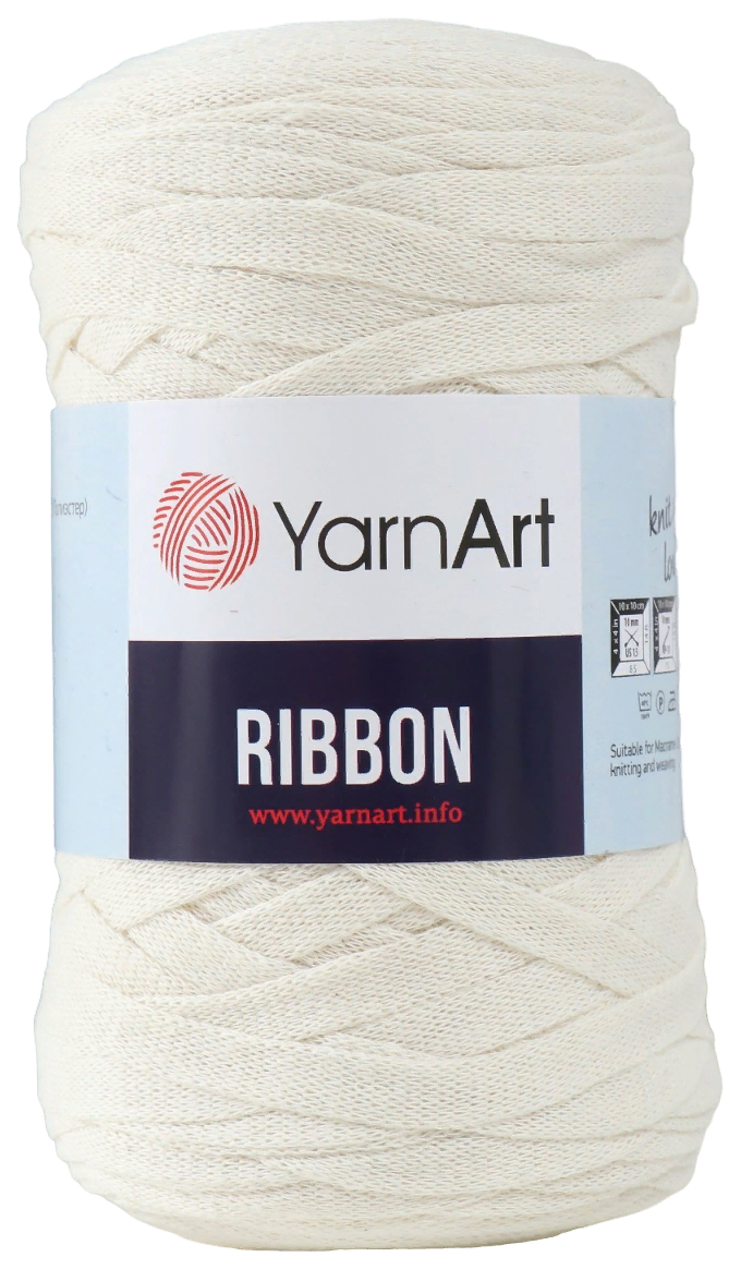 

Пряжа Ribbon 40% полиэстер, 60% хлопок 125м/250гр (752 молочный), Белый