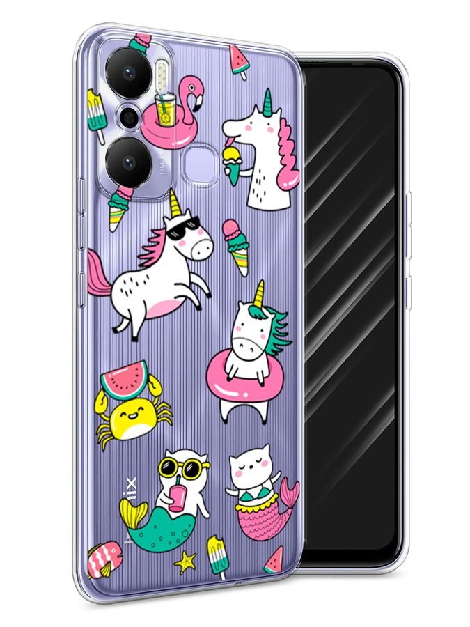 

Чехол Awog на Infinix Hot 20 Play "На отдыхе", Белый;голубой;розовый, 3103550-2